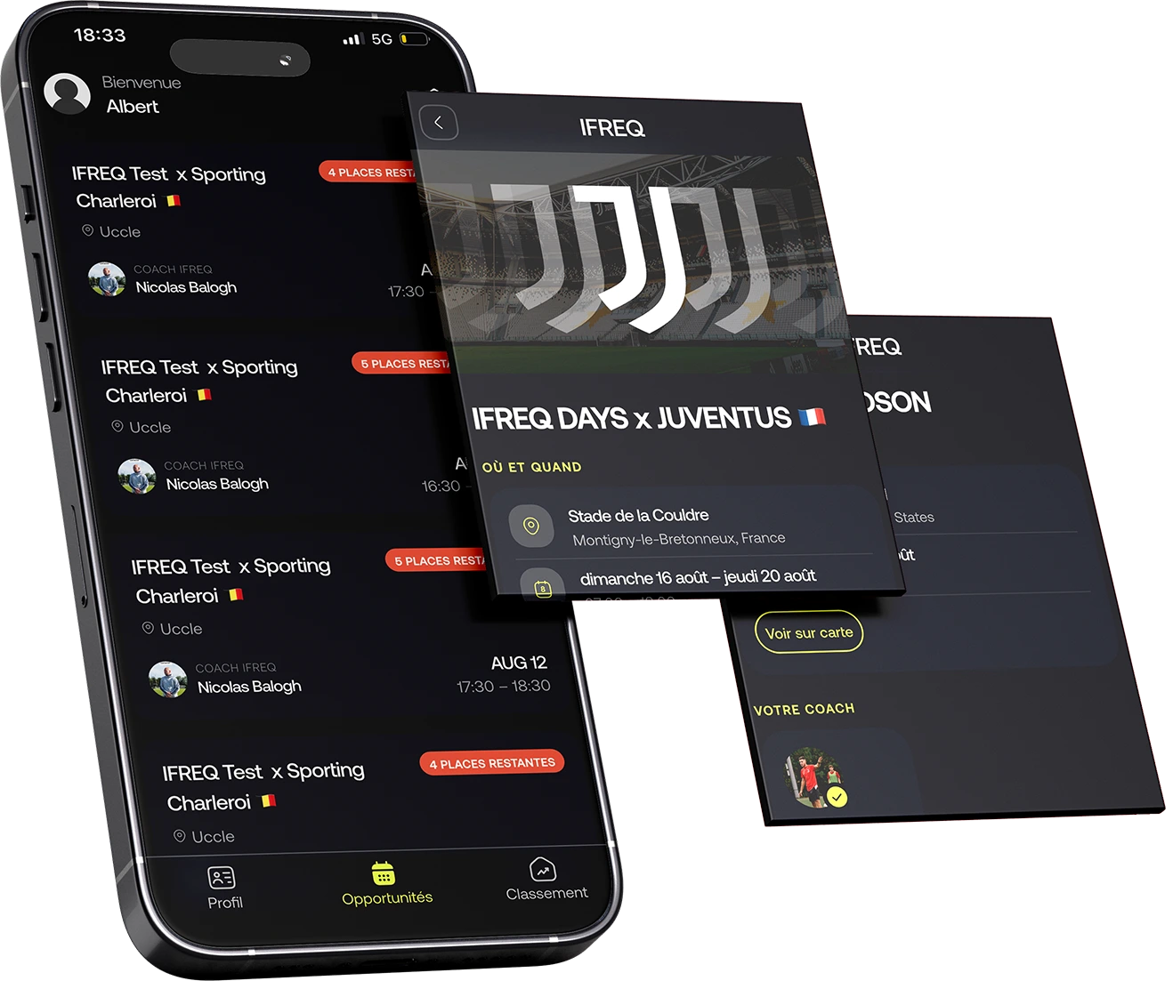 Liste des événements dans l'app IFREQ
